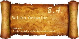 Balika Artemisz névjegykártya
